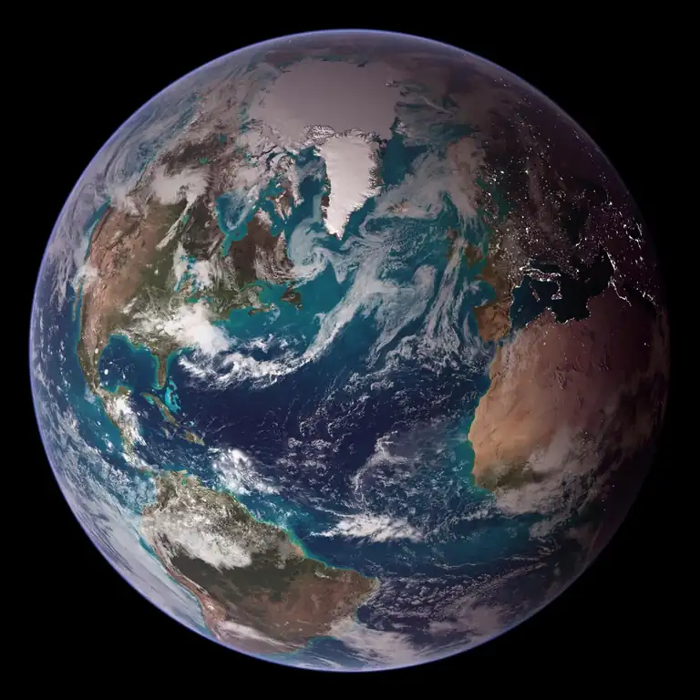 La Tierra: hemisferio occidental, composición satelital de NASA